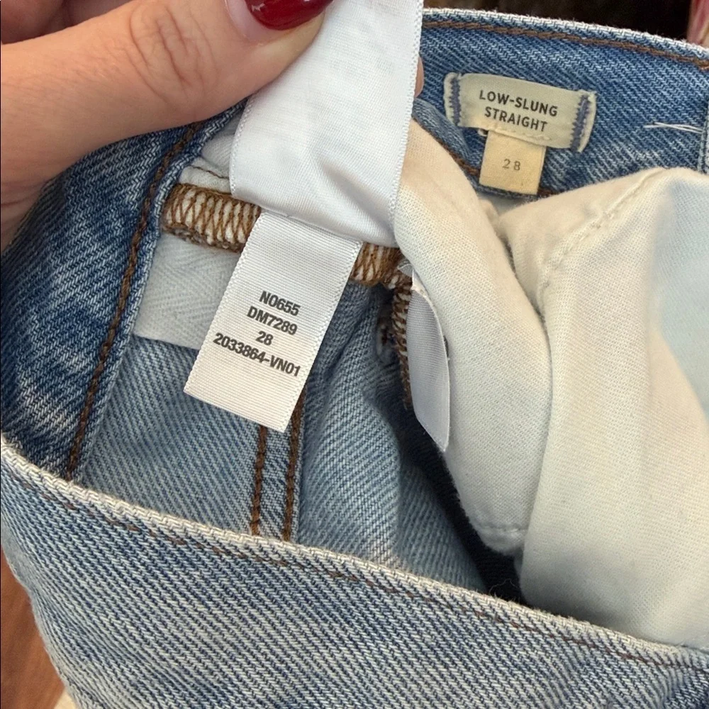 Madewell Light Blue Denim Jeans Low Slung Straight Jean Crossover Waist - Picture 9 of 16